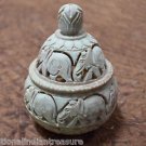 3"x3"x4" Marble Jewelry Box Jar Trinket Decor Elephant  Collectible Handmade Art
