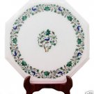 14" White Marble Coffee Center Table Top Malachite Mosaic Floral Outdoor Décor 14" White Marble Coffee Center Table Top Malachite Mosaic Floral Outdoor Décor