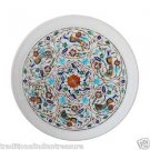 14"x 14" Marble Serving Dish Plate Peacock Inlay Mosaic Marquetry Ktichen Decor