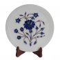 White Marble Serving Dish Plate Real Lapis Rose Floral Mosaic Inlay Decor Gifts
