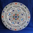 15" Decorative White Marble Plate Filigree Pietra Dura Handmade Rare Gifts Art 15" Decorative White Marble Plate Filigree Pietra Dura Handmade Rare Gifts Art