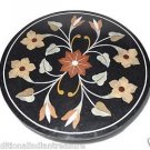 23" Black Marble Round Furniture Coffee Table Top Handmade Buds Arts Home Decor