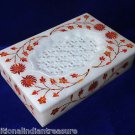 6"x4"x1.5" White Marble Jewelry Box Handmade Filigree Marquetry Hakik Inlaid