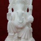 14" Marble Ganesha Statue Lord Ganesh Deities Sculpture White Handcarve Fine Art