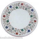 18" Marble Coffee Table Top Pietra Dura Marquetry Stone Inlaid  Stone With Stand