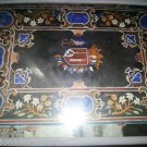 30"x36" Mosaic Real Gems Black Marble Table Top Lapis Inlaid Rare Home Decor Art
