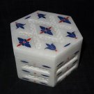 Marble Pietra Dura Jewelry Box Handmade Lapis Lazuli Trinket Inlaid Home Decor