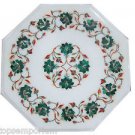 Size 1'x1' Marble Side Coffee Table Top Rare Malachite Mosaic Floral Decor