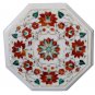 Size 1'x1' Marble Corner Coffee Table Top Rare Carnelian Gems Mosaic Decor
