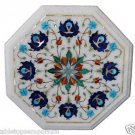 Size 1'x1' Marble Center Coffee Table Top Rare Lapis Gemstone Mosaic Decor