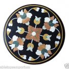 Size 18"x18" Black Marble Coffee Table Top Pietra Dura Handmade Home Decor Arts