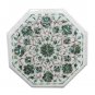 1'x1' White Marble Coffee Table Top Inlay Mosaic Marquetry