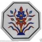 Size 1'x1' Marble Corner Coffee Table Top Lapis Inlay Pietradure Handicraft