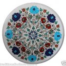 Size 1'x1' Marble End Coffee Table Top Multi Inlay Gems Mosaic Floral Decor