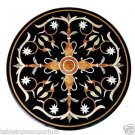 Size 2'x2' Black Marble Coffee Table Top Rear Inlay Mosaic Pietradure Decorative