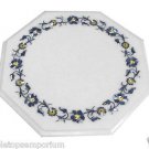 Size 1'x1' Marble Coffee Table Top Semi Pricious Stone Marquetry Inlay Arts Deco