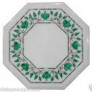 12"x12" Marble Coffee Center Table Top Malachite Gem Inlay Marquetry Patio Decor