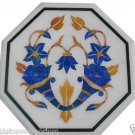 Size 1'x1' Marble End Coffee Table Top Lapis Stone Mosaic Ornate Patio Decor