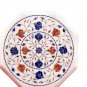 Size 1'x1' Marble Side Coffee Table Top Hakik Gems Mosaic Floral Home Decor