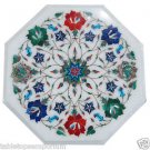 Size 1'x1' Marble Side Coffee Table Top Lapis Inlay Pietradure Handicraft Arts