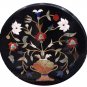 Size 24"x24" Black Marble Coffee Table Top Marquetry Handmade Home Decor Arts