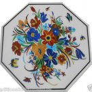 Size 2'x2' Marble Corner Coffee Table Top Pietradure Gem Mosaic Floral Decor Size 2'x2' Marble Corner Coffee Table Top Pietradure Gem Mosaic Floral Decor