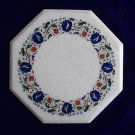 18" White Coffee Table Top Parrot Design Mosaic Marble inlaid Pietra Dura Arts 18" White Coffee Table Top Parrot Design Mosaic Marble inlaid Pietra Dura Arts