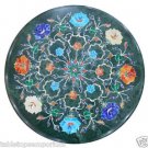 Size 18"x18" Marble Round Coffee Table Top Semi Gem Inlay Mosaic Handicraft