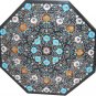Size 42"x42" Black Marble Dining Center Table Top Inlaid Marquetry Mosaic Art