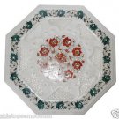 Size 14" Marble Coffee Table Top Hakik Marquetry Mosaic Christmas Decor Art