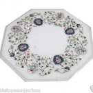 Size 15"x15" Marble Handmade Side Table Top Pietra Dura Rose Home Decor Arts Size 15"x15" Marble Handmade Side Table Top Pietra Dura Rose Home Decor Arts