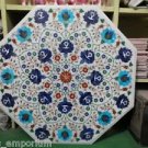 24" Round Marble Dining Lapis Turquoise Floral Arts Table Top Coffee Decor Gifts