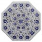 Size 2'x2' Marble Corner Coffee Table Top Rare Lapis Gem Mosaic Floral Decor