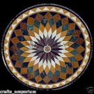 36" Pietra Dura Inlaid Handmade Black Marble Table Top Opal Design Home Decor