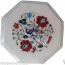 Size 1'x1' White Marble End Corner Coffee Table Top Inlay Marquetry Mosaic Decor