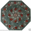 18" Green Marble Table Top Coffee Hakik Handmade Floral Pietra Dura Art Decor