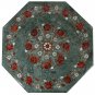 18" Green Marble Table Top Coffee Hakik Handmade Floral Pietra Dura Art Decor