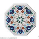 Size 1'x1' Marble Side Coffee Table Top Rare Lapis Gemstone Mosaic Decor Arts