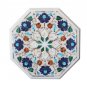 Size 1'x1' Marble Side Coffee Table Top Rare Lapis Gemstone Mosaic Decor Arts