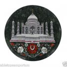 14" Black Marble Hakik Pietra Dura Dining Taj Mahal Table Top Coffee Home Decor 14" Black Marble Hakik Pietra Dura Dining Taj Mahal Table Top Coffee Home Decor
