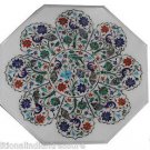 Size 2'x2' Marble Center Coffee Table Top Pauashell Gem Mosaic Peacock Decor