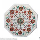 Size 12"x12" White Marble Coffee Table Top Malachite Christmas Home Decor Art