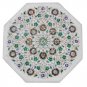 18" White Marble Coffee Table Top Real Jasper Gems Pietra Dura Art Outdoor Decor