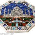 18" Black Marble Coffee Side Table Top Tajmahal Design Inlay Marquetry Patio Art 18" Black Marble Coffee Side Table Top Tajmahal Design Inlay Marquetry Patio Art