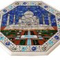 18" Black Marble Coffee Side Table Top Tajmahal Design Inlay Marquetry Patio Art