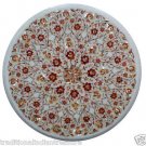 Size 2'x2' Marble Side Coffee Table Top Carnelian Gems Mosaic Floral Decor