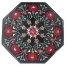 Size 1'x1' Black Marble Side Table Top Pietra Dura Carnelian Christmas Day Gifts Size 1'x1' Black Marble Side Table Top Pietra Dura Carnelian Christmas Day Gifts