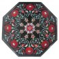 Size 1'x1' Black Marble Side Table Top Pietra Dura Carnelian Christmas Day Gifts