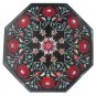 Size 1'x1' Black Marble Side Table Top Pietra Dura Carnelian Christmas Day Gifts