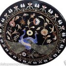 Size 30"x30" Marble Coffee Side Table Top Peacock Inlay Marquetry Garden Decor